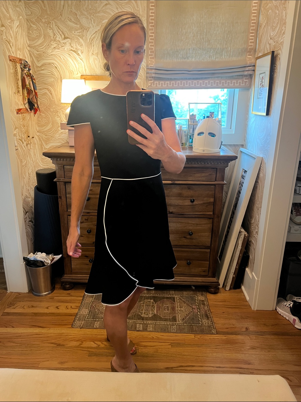 Alice + Olivia Black Dress With White Piping